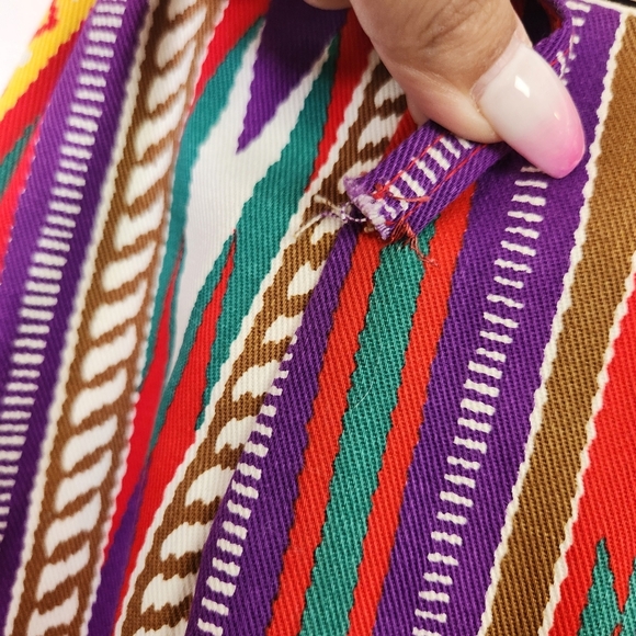 Vintage 1960s 1970s Southwestern Print Maxi Skirt High Rise Waisted Red Size XS - Picture 5 of 13